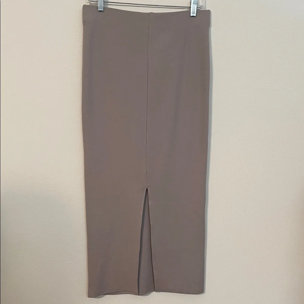 NWT H&M Cotton Ribbed Taupe Maxi Pencil Skirt - Picture 6 of 15